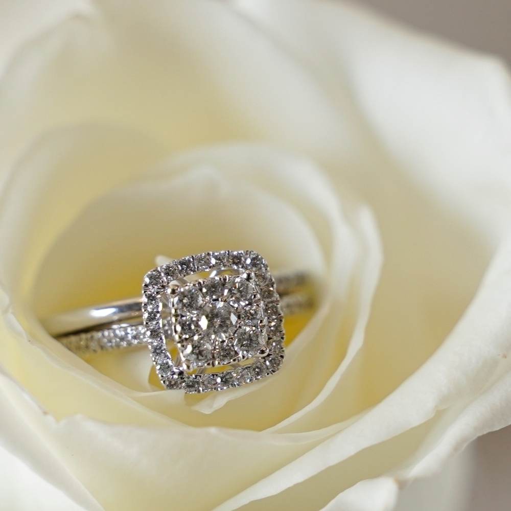 Zales Silver and Diamond Halo Ring